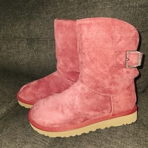 UGG Remora Rhinestone Buckle Boots Size 5 US Pink